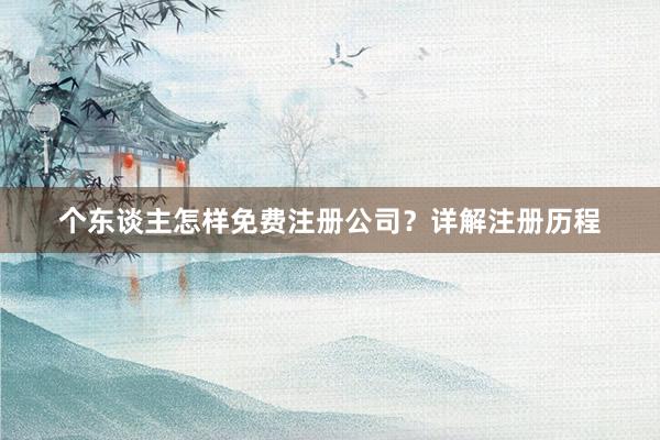 个东谈主怎样免费注册公司？详解注册历程